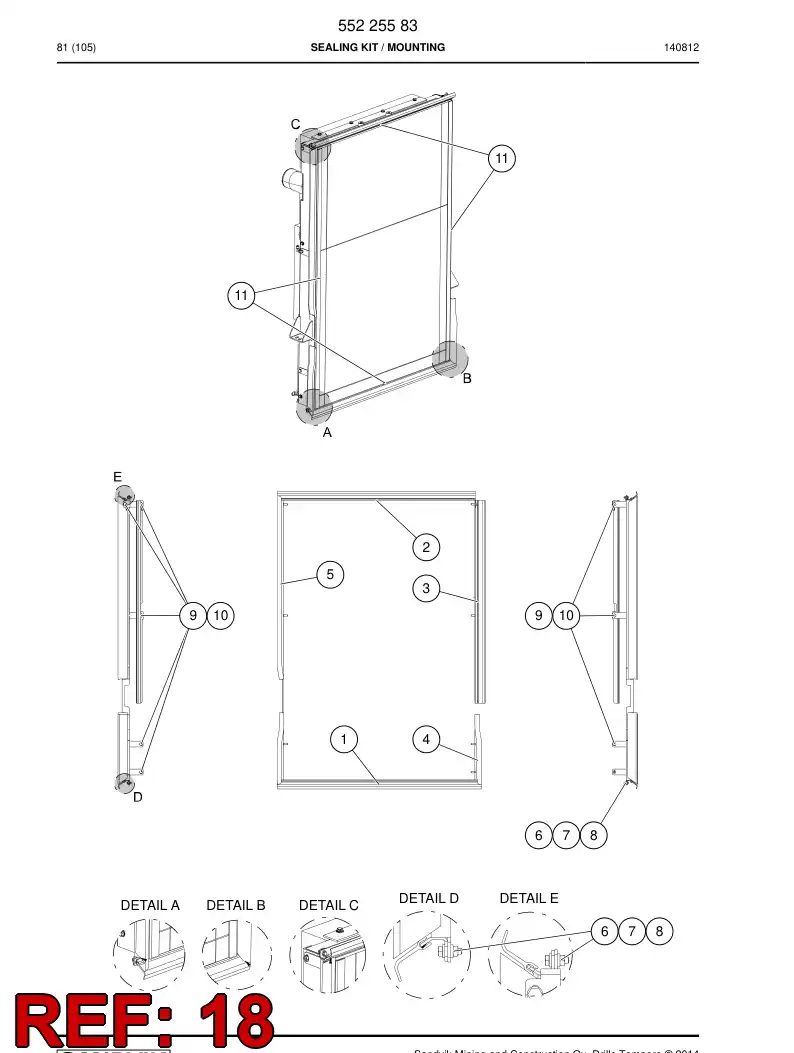 55225587 552 255 87 Plate - Sandvik Technical Drawing