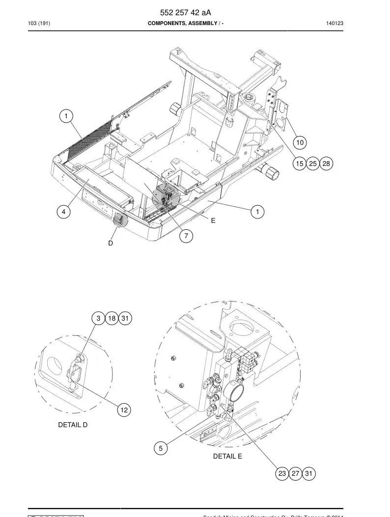 55225742a 552 257 42a Components, Assembly - Sandvik Technical Drawing