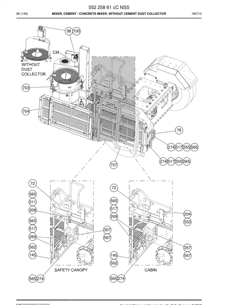 55225861c 552 258 61c Mixer, Cement - Sandvik Technical Drawing