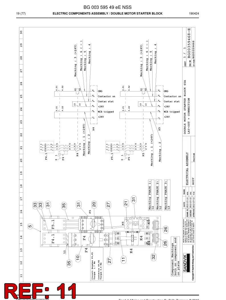 55225868b 552 258 68b Contactor - Sandvik Technical Drawing