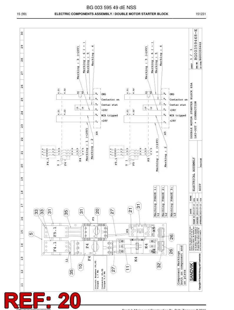 55225901g 552 259 01g Circuit Breaker, Protective, Motor - Sandvik Technical Drawing
