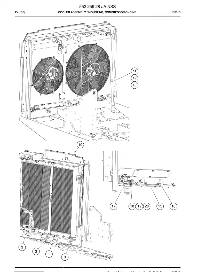55225928a 552 259 28a Cooler Assembly - Sandvik Technical Drawing