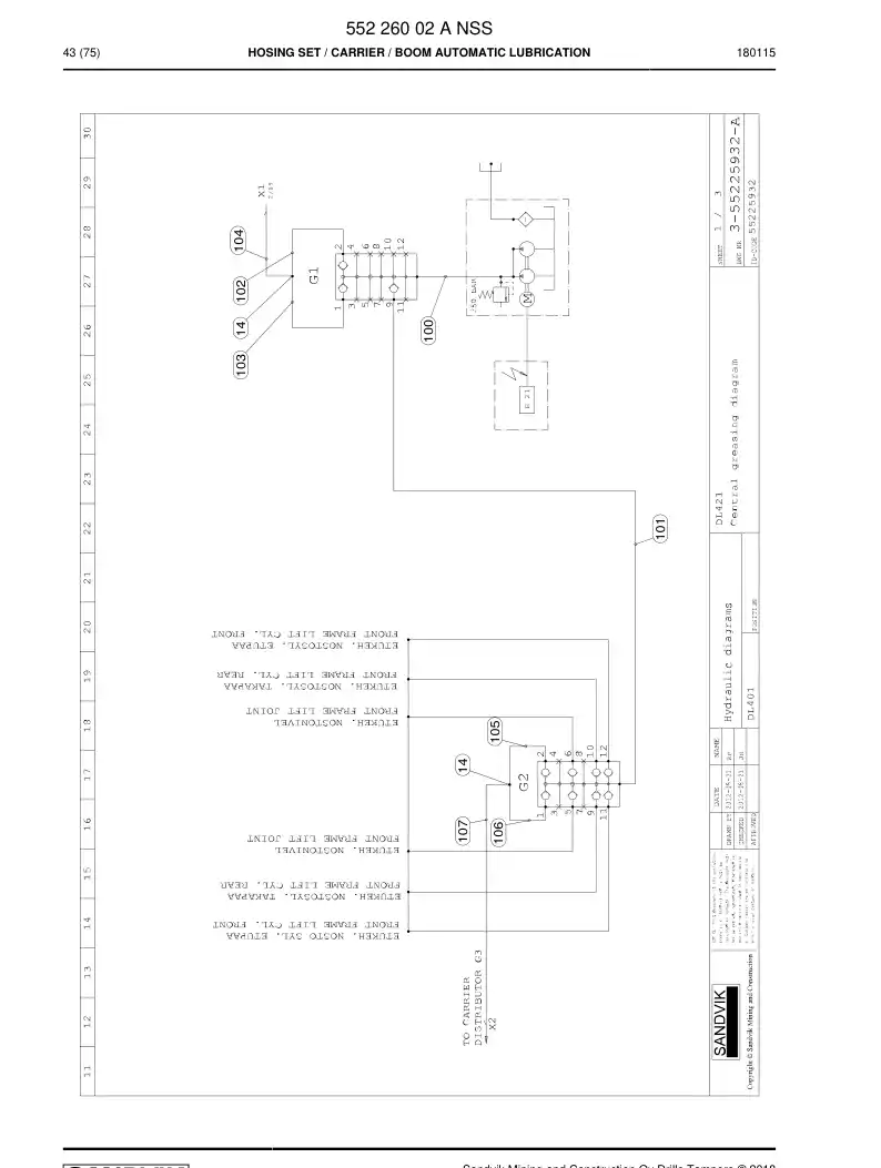 55226002 552 260 02 HOSE SET - Sandvik Technical Drawing
