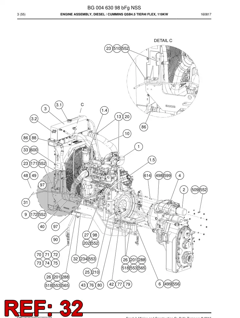 55226185 552 261 85 Bracket - Sandvik Technical Drawing