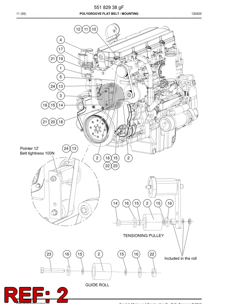 55226291 552 262 91 Pulley, Tension - Sandvik Technical Drawing
