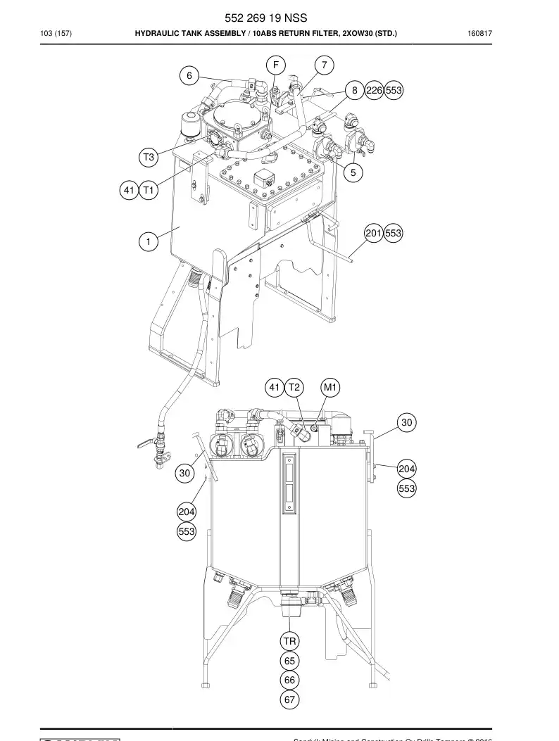 55226919 552 269 19 Hydraulic Tank Assembly - Sandvik Technical Drawing