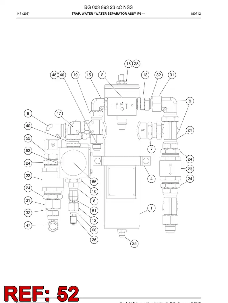 55227042 552 270 42 Adapter, Hydraulic - Sandvik Technical Drawing