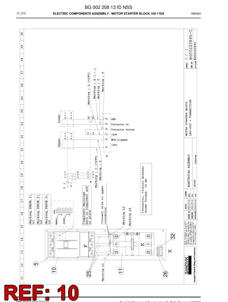 55227043e 552 270 43e Circuit Breaker, Protective, Motor - Sandvik Technical Drawing