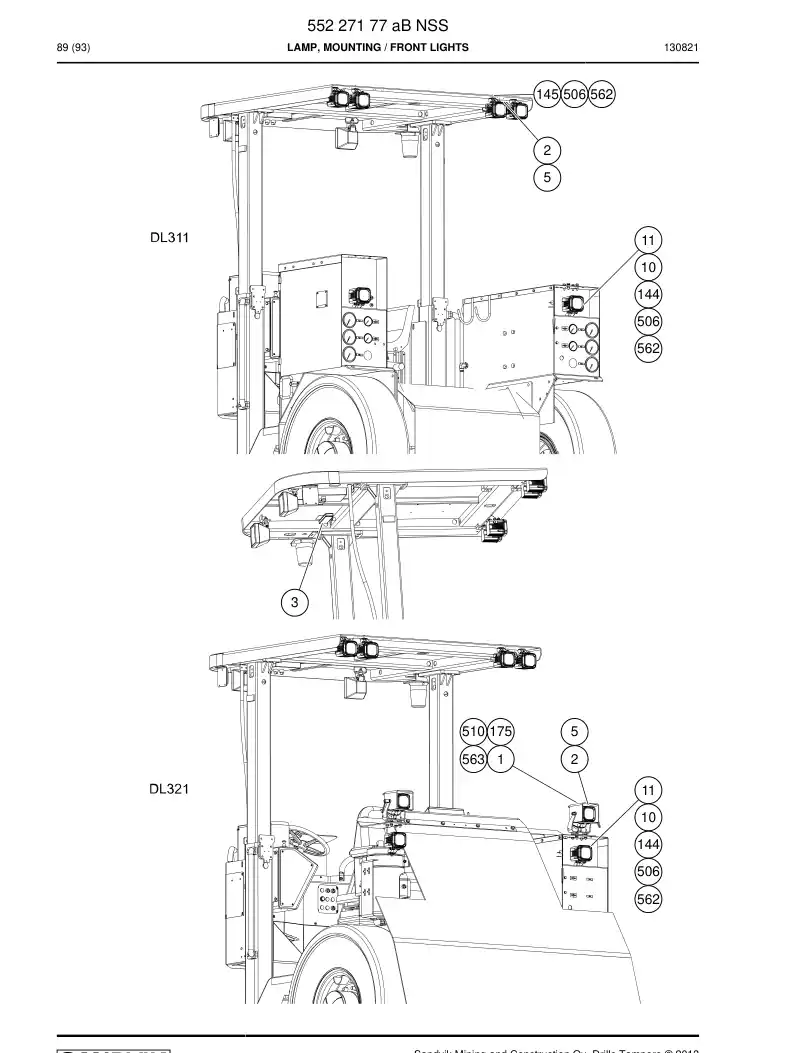 55227177a 552 271 77a Lamp, Mounting - Sandvik Technical Drawing