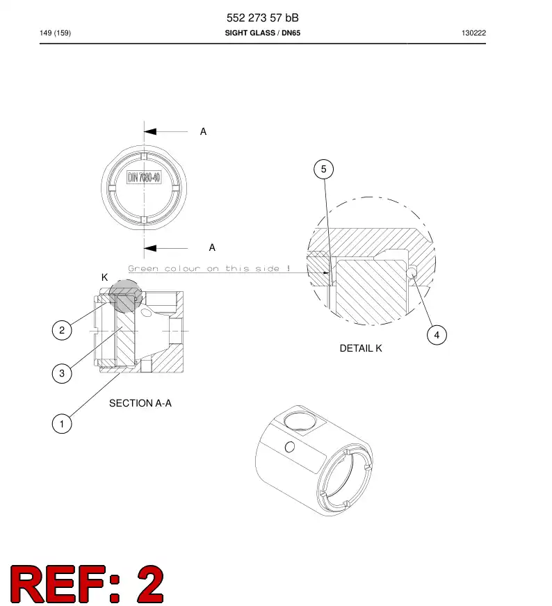 55227359 552 273 59 Nut - Sandvik Technical Drawing