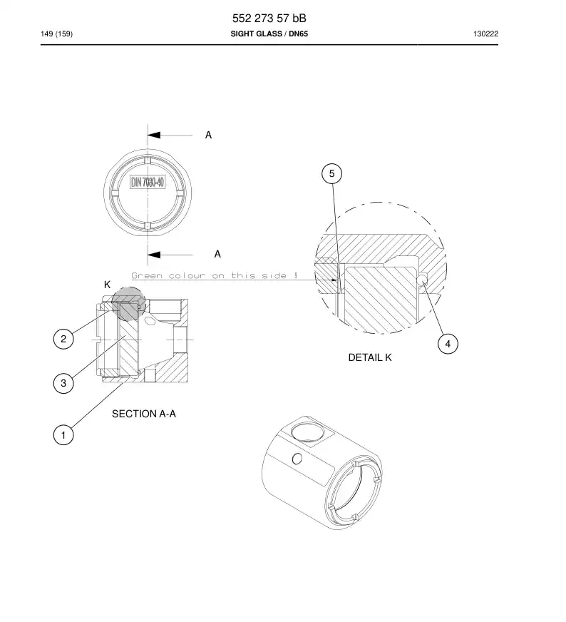 55227363 552 273 63 Gasket - Sandvik Technical Drawing