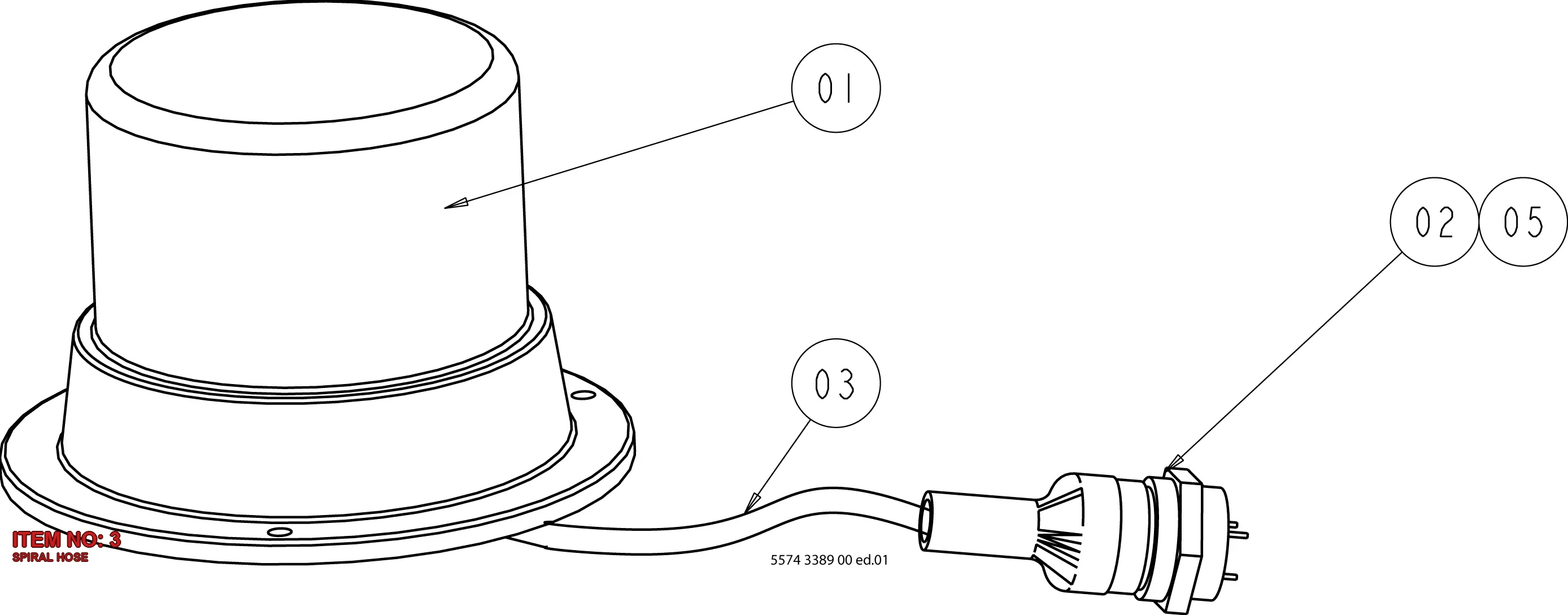 5580 0011 00 SPIRAL HOSE - Technical Drawing