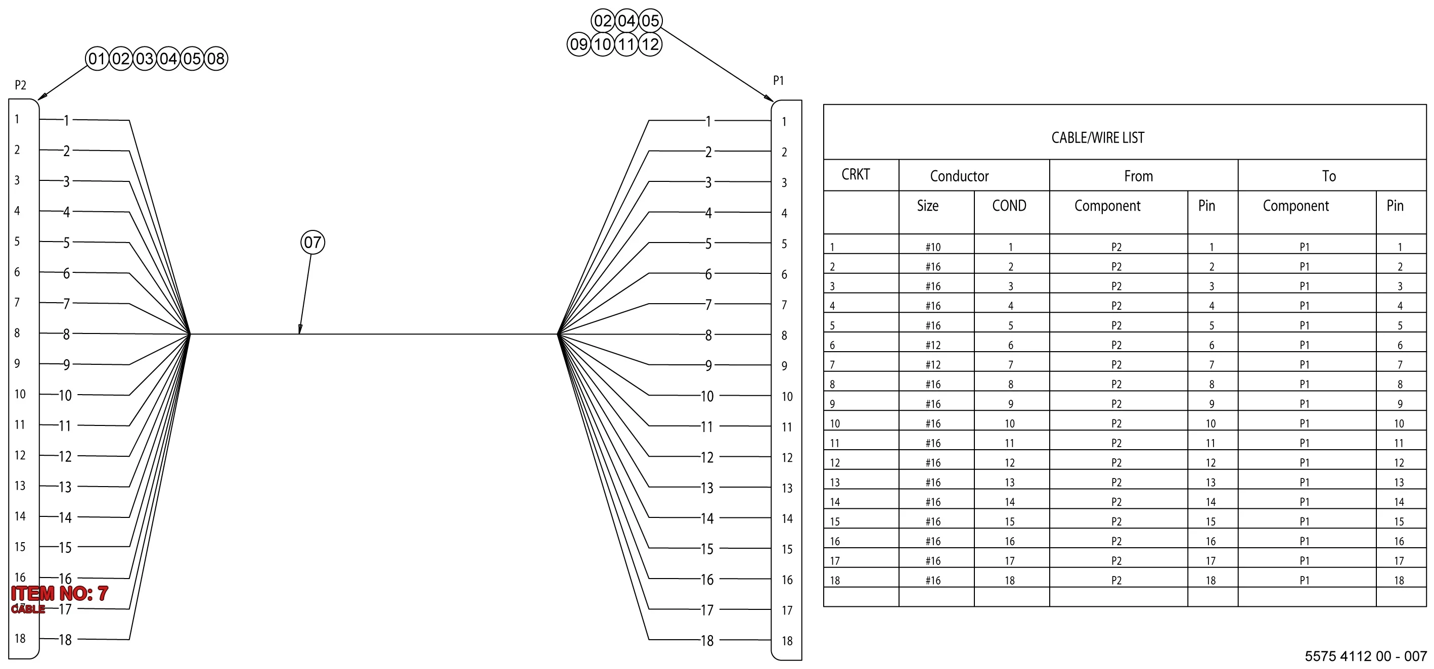 5580 0012 10 CABLE - Technical Drawing