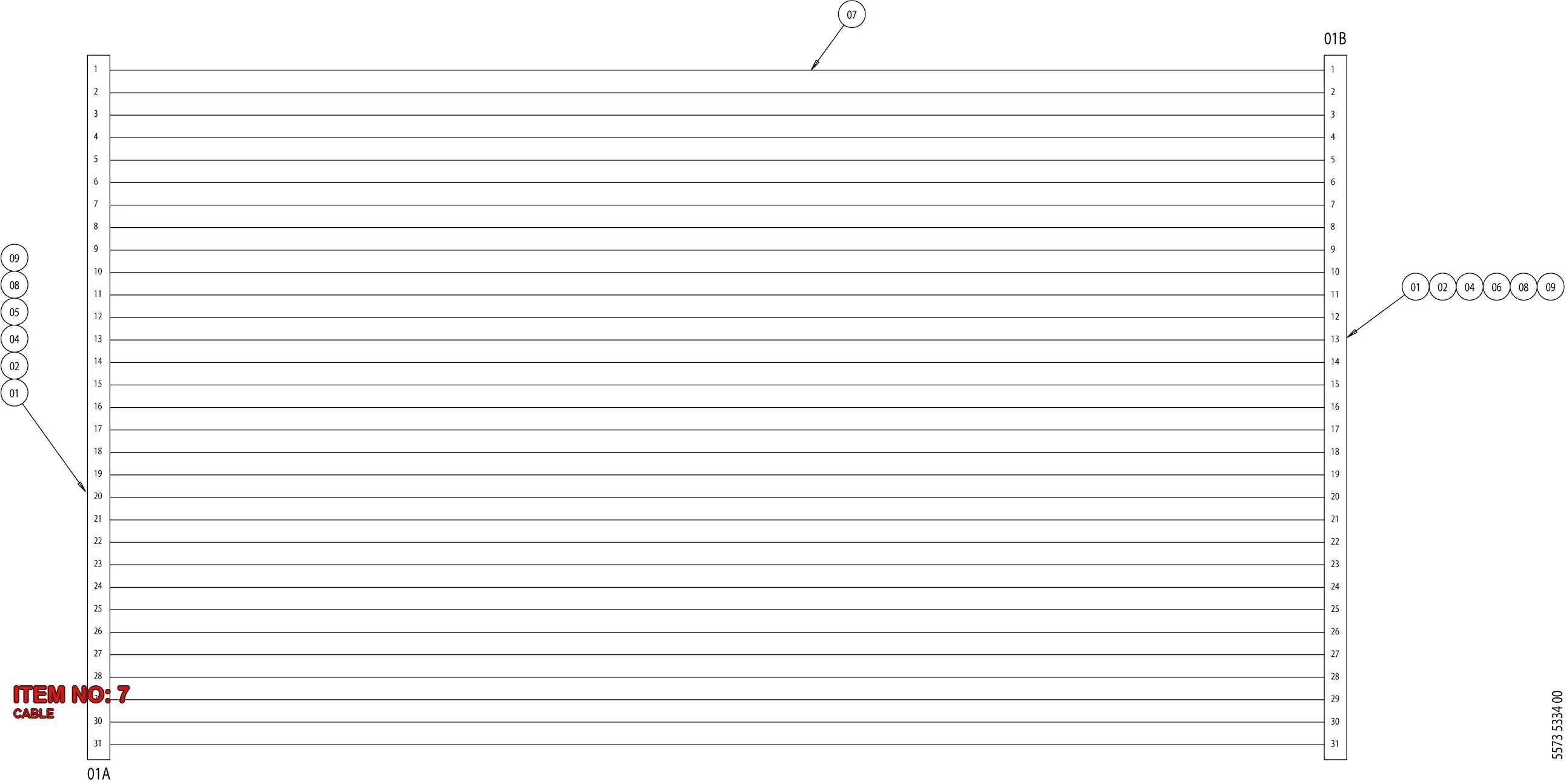 5580 0013 00 CABLE - Technical Drawing