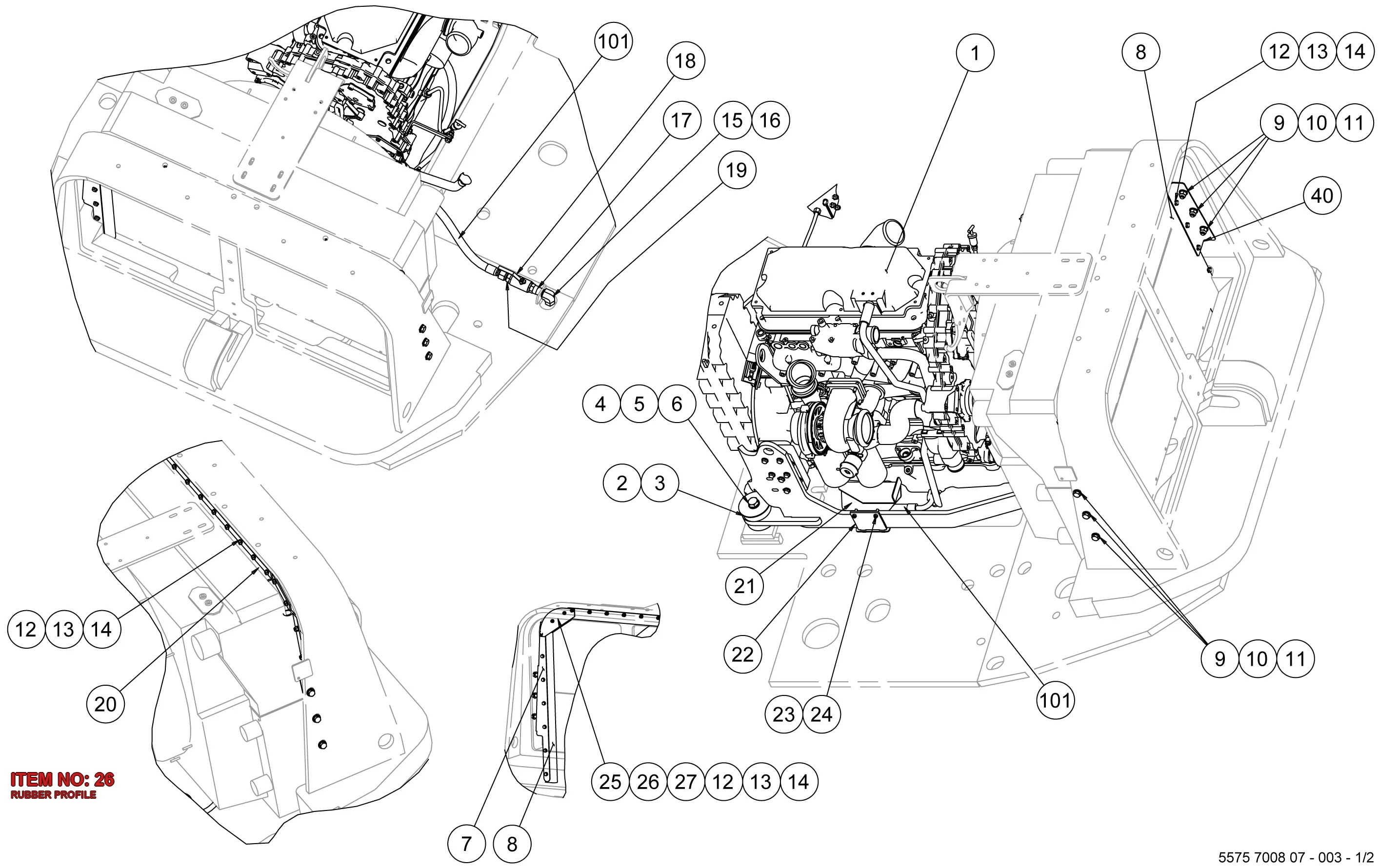 5580 0021 11 RUBBER PROFILE - Technical Drawing