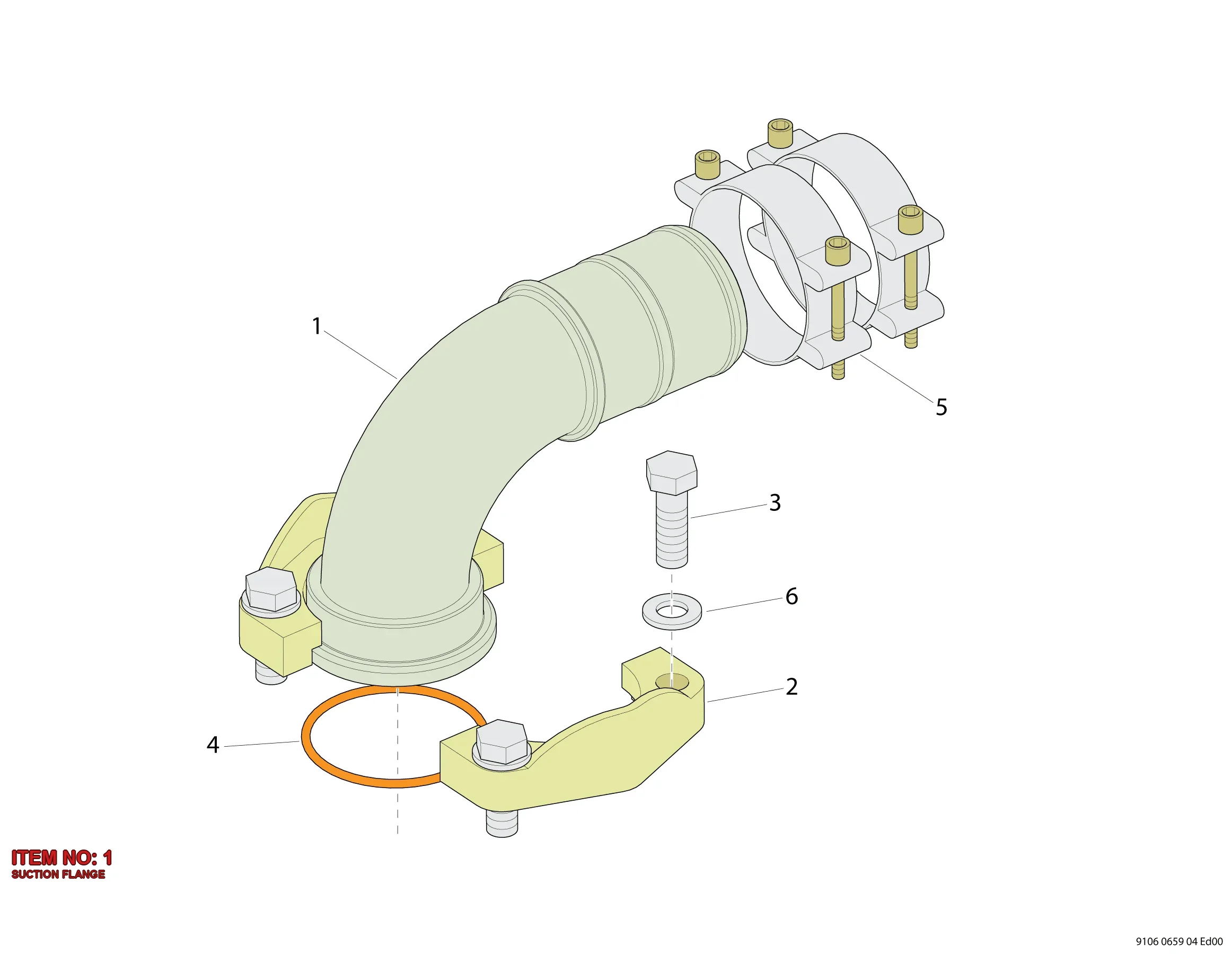 5580 0114 68 SUCTION FLANGE - Technical Drawing