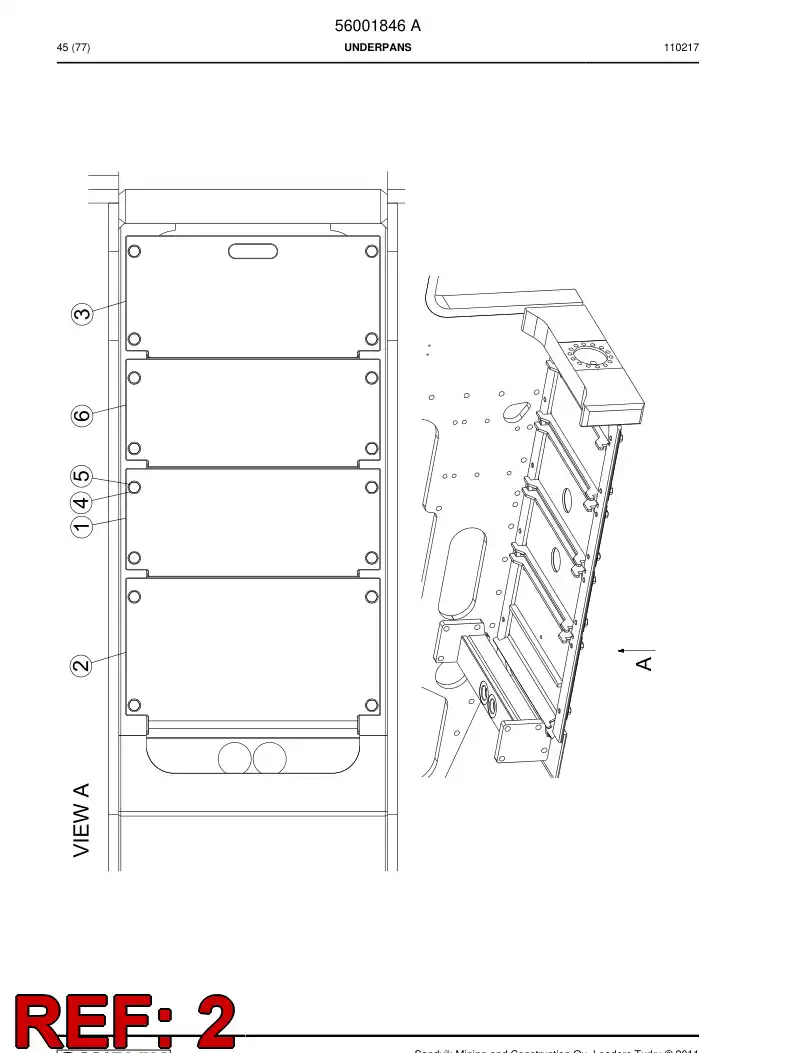 56001825 560 018 25 Bottom plate - Sandvik Technical Drawing