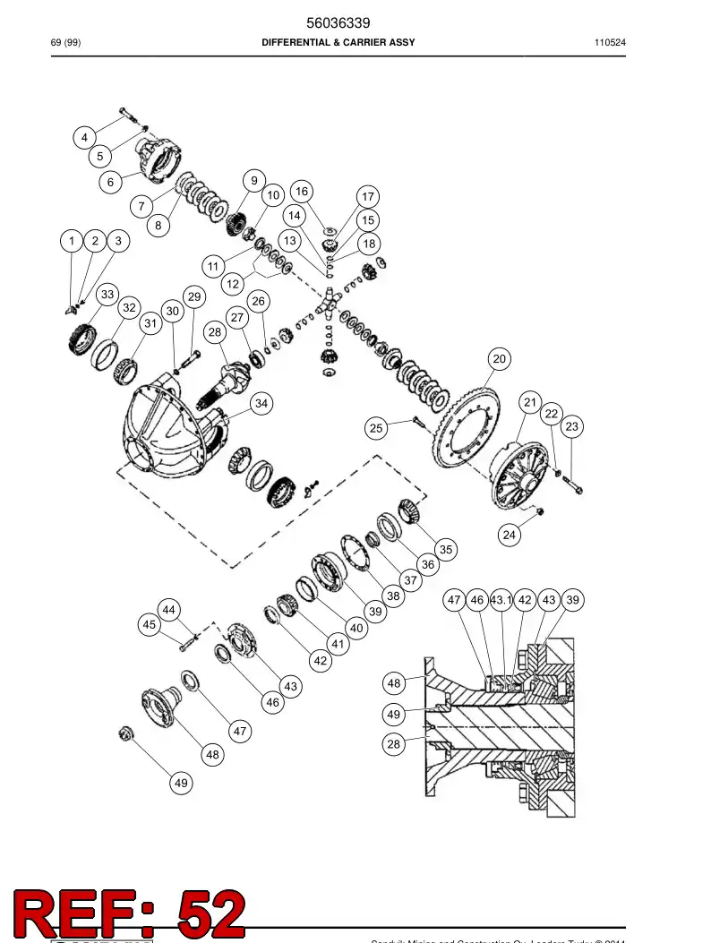 56002409 560 024 09 Differential assembly - Sandvik Technical Drawing
