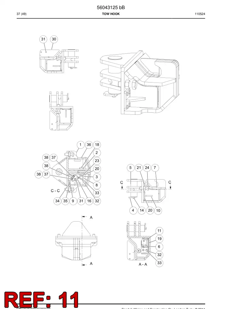 56002538 560 025 38 Flange - Sandvik Technical Drawing