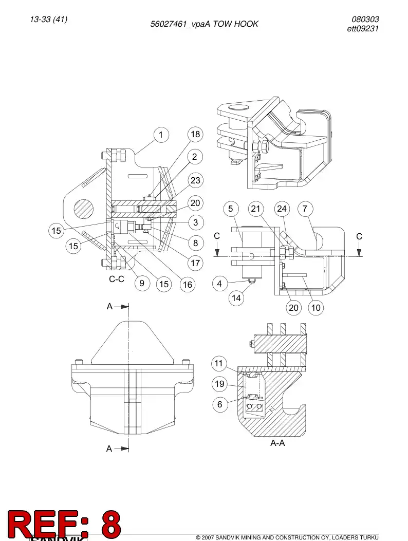 56002553 560 025 53 Thrust plate - Sandvik Technical Drawing