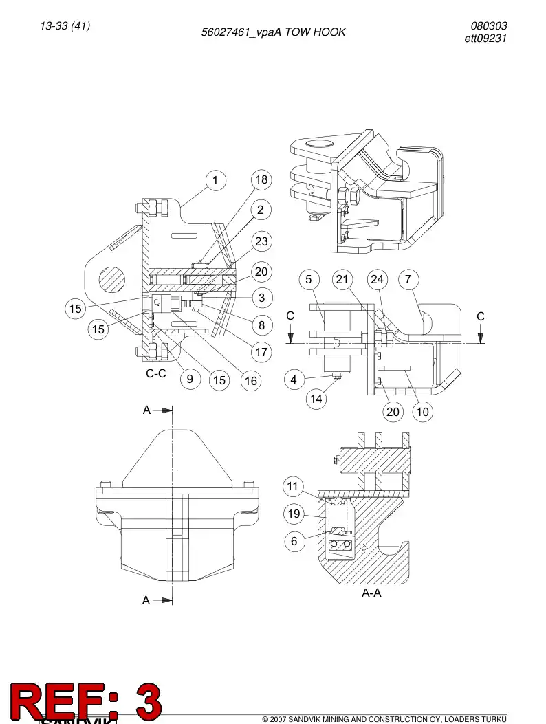56002554 560 025 54 Thrust plate - Sandvik Technical Drawing