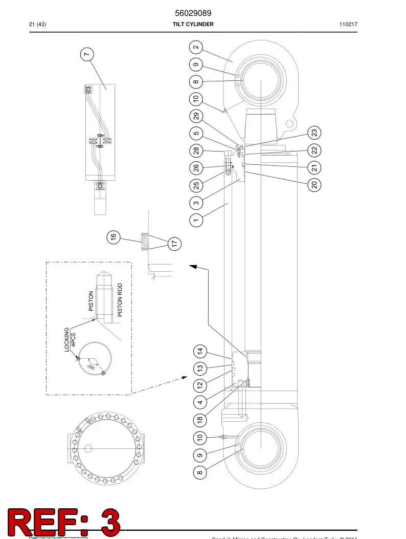 56002931 560 029 31 Cover, Cylinder - Sandvik Technical Drawing