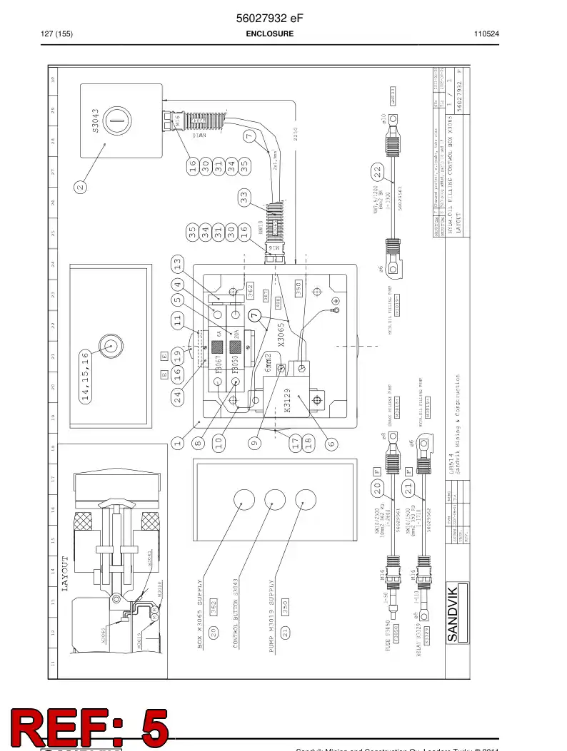 56008210 560 082 10 Fuse - Sandvik Technical Drawing