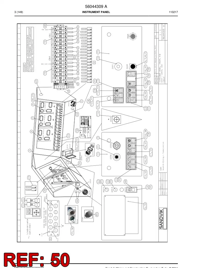 56008242 560 082 42 Auxiliary contactor - Sandvik Technical Drawing