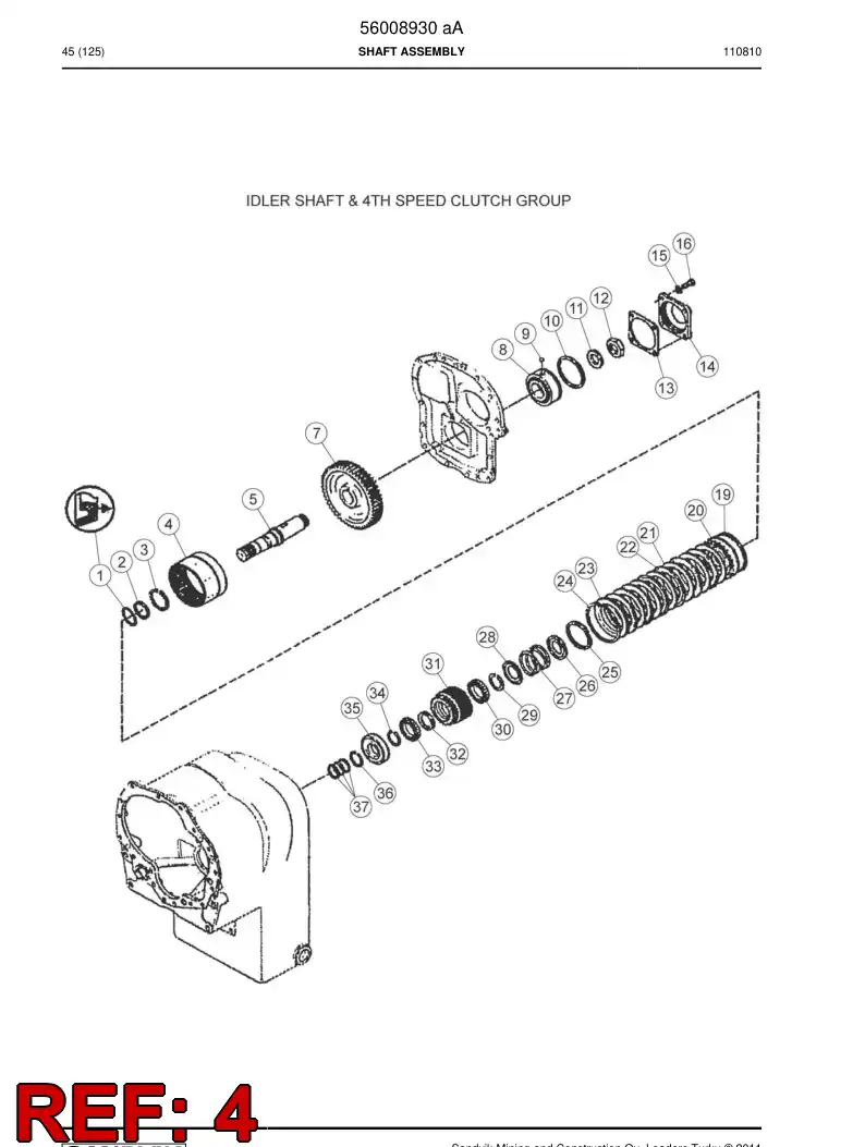 56008897 560 088 97 Clutch drum assembly - Sandvik Technical Drawing