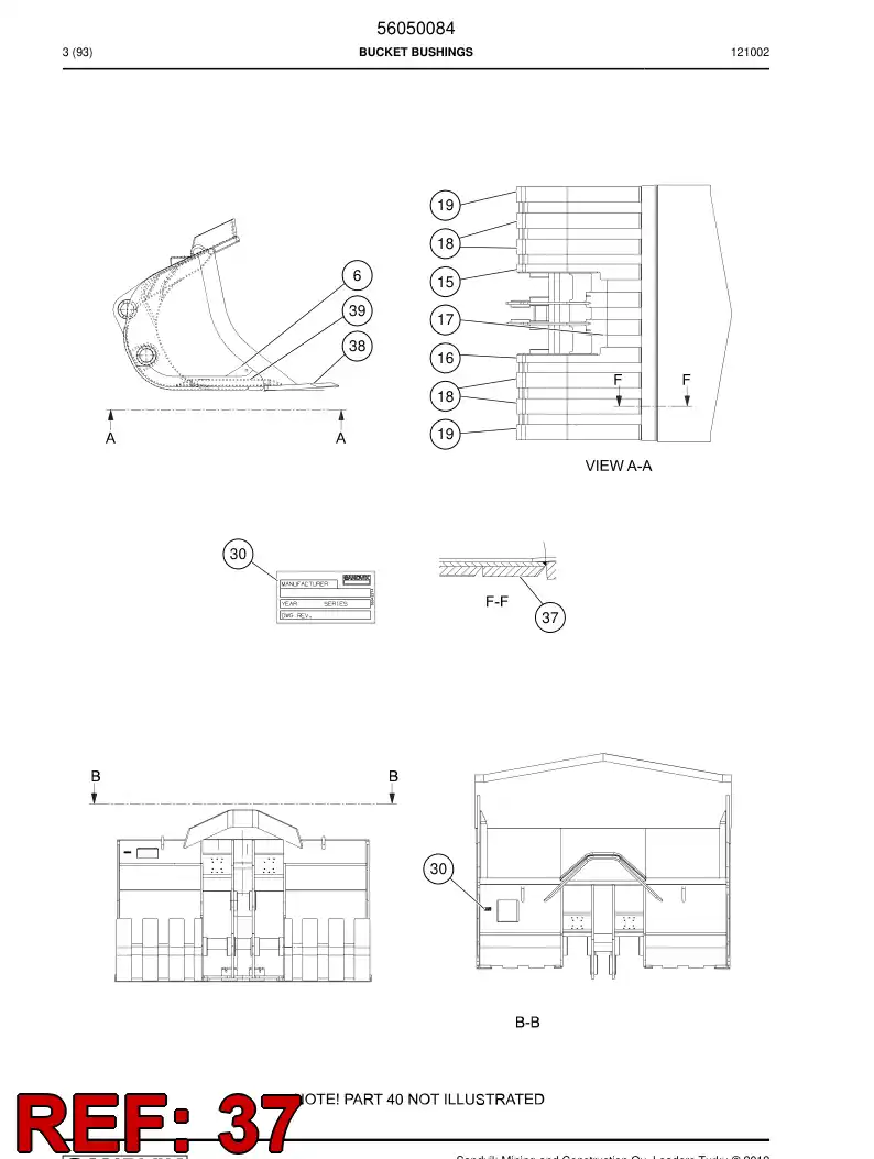 56009655 560 096 55 Wear plate - Sandvik Technical Drawing