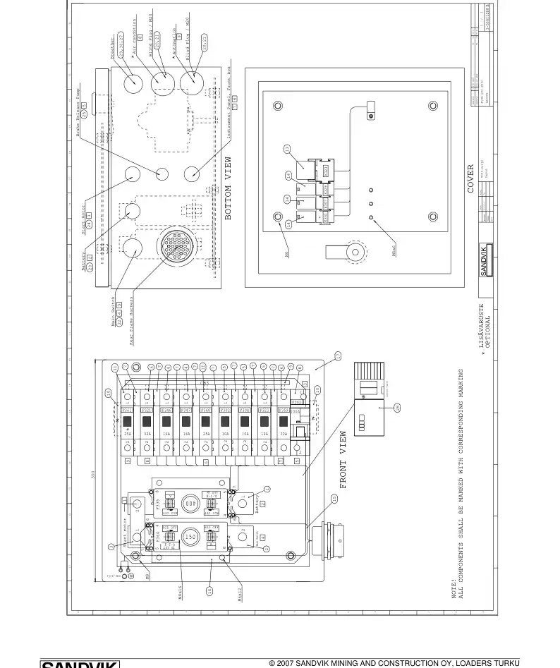 56011288a 560 112 88a Electric switchgear cabinet assembly - Sandvik Technical Drawing