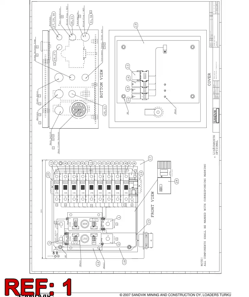 56011288b 560 112 88b Electric switchgear cabinet assembly - Sandvik Technical Drawing