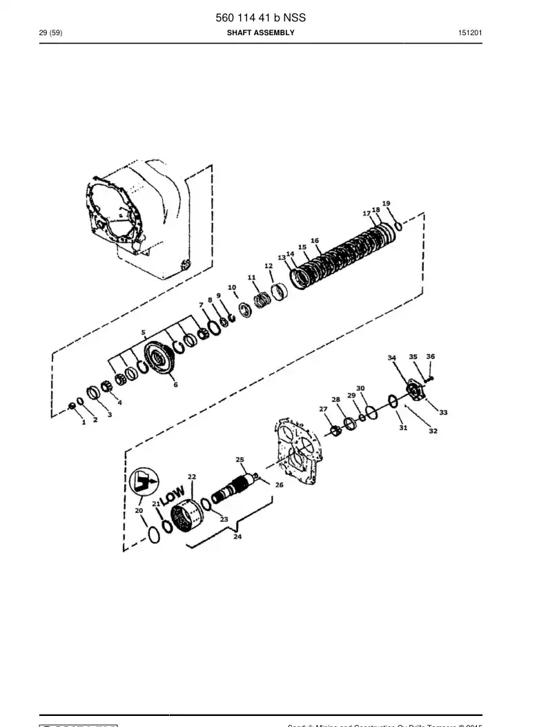 56011441a 560 114 41a SHAFT ASSEMBLY - Sandvik Technical Drawing
