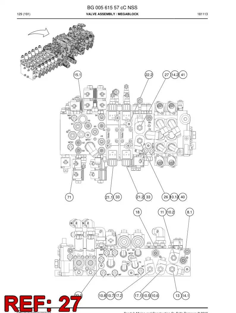 56011741 560 117 41 Valve - Sandvik Technical Drawing