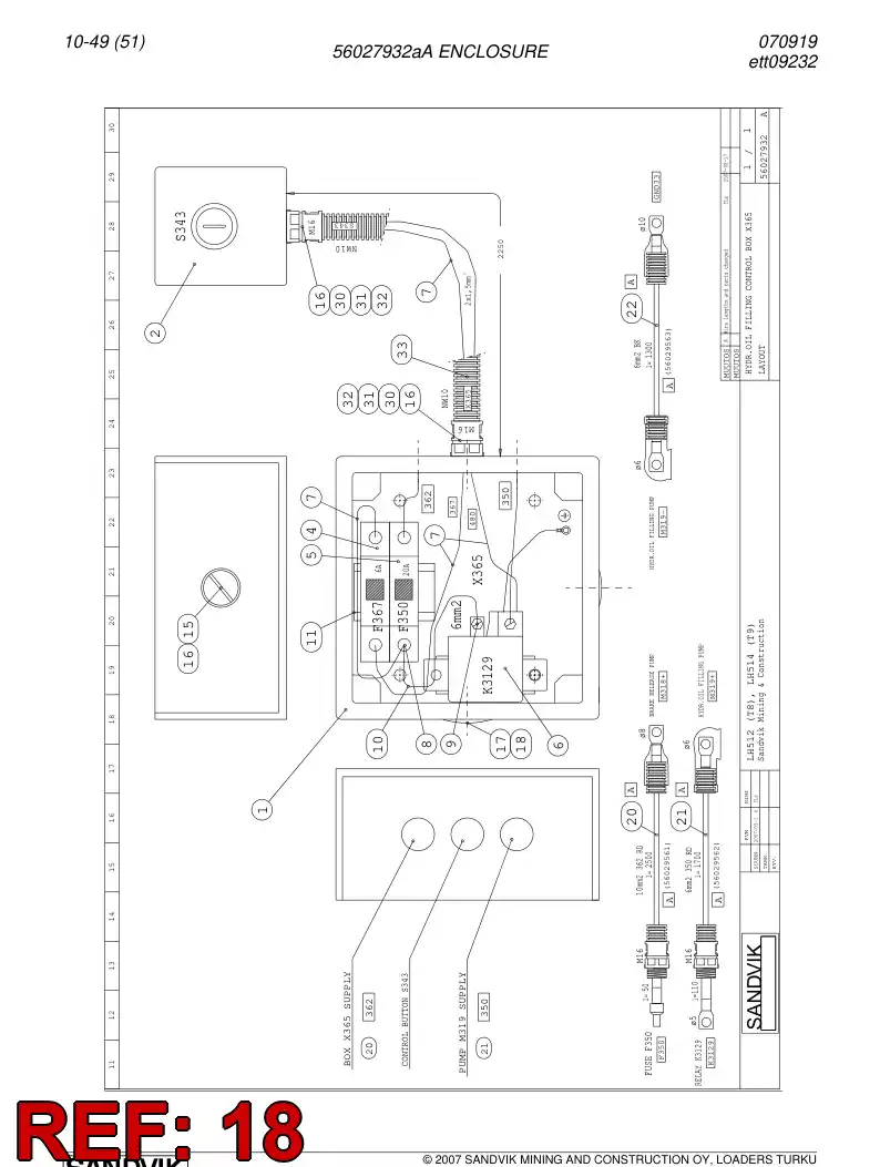 56011798 560 117 98 Backnut - Sandvik Technical Drawing