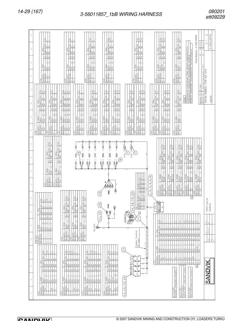 56011857b 560 118 57b Wiring harness - Sandvik Technical Drawing