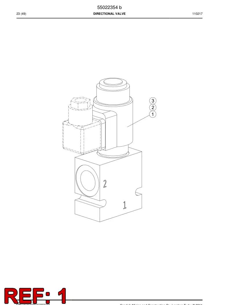 56012009 560 120 09 Valve, Directional - Sandvik Technical Drawing