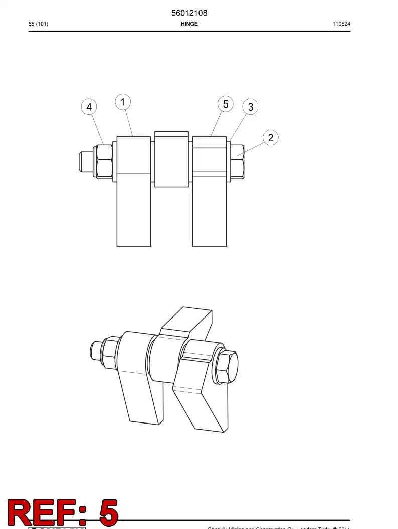 56012106 560 121 06 Hinge - Sandvik Technical Drawing