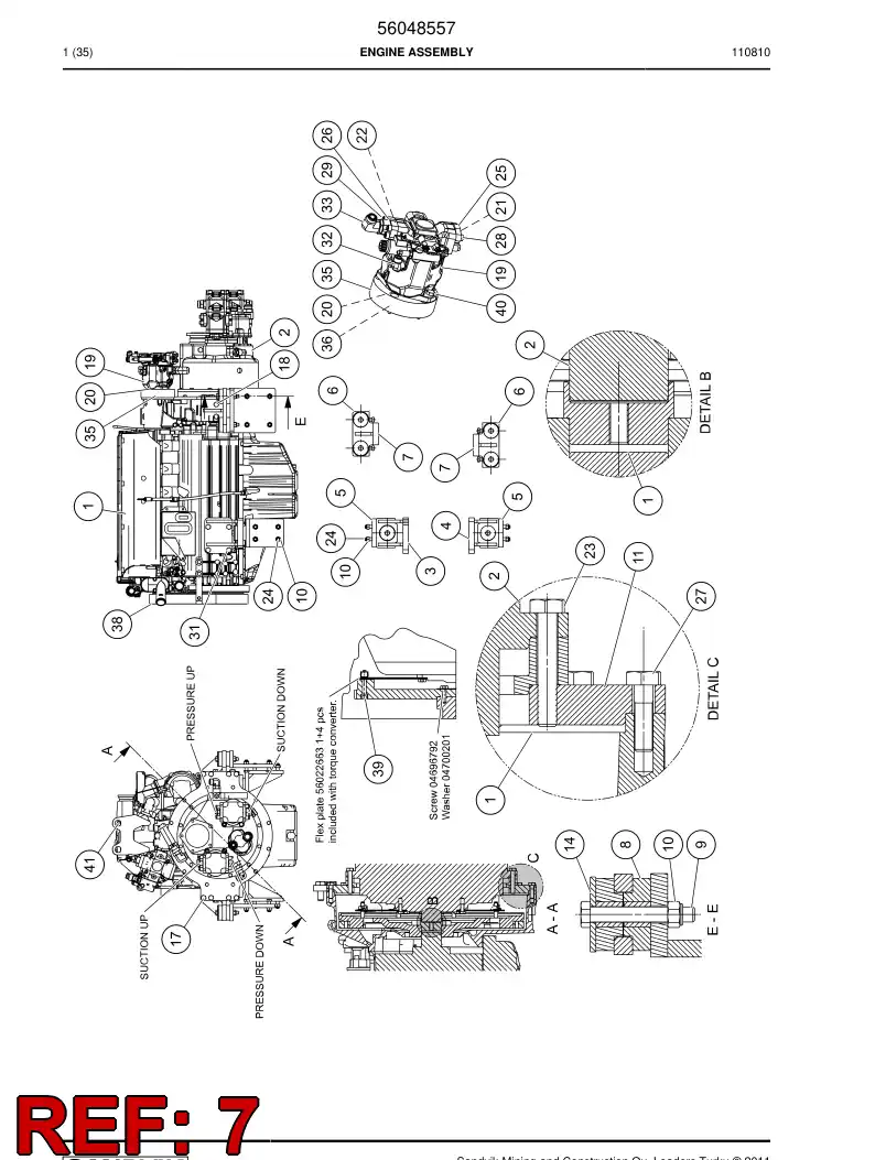 56012349 560 123 49 Supporting block assembly - Sandvik Technical Drawing