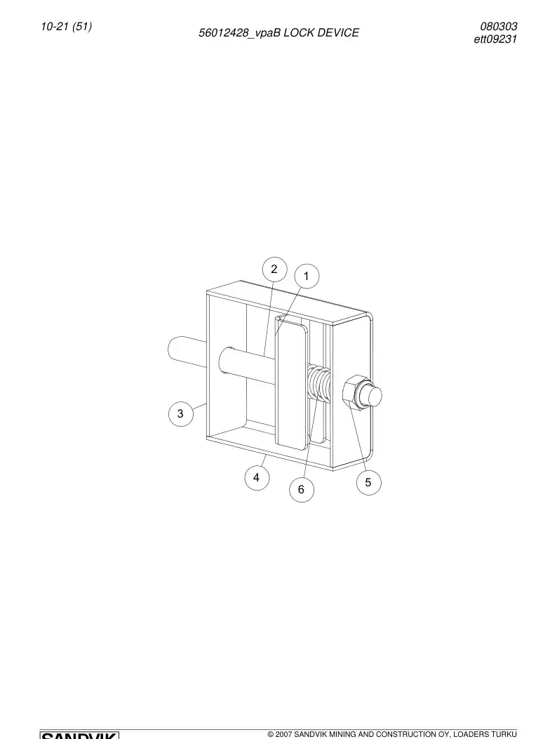 56012428a 560 124 28a LOCK DEVICE - Sandvik Technical Drawing