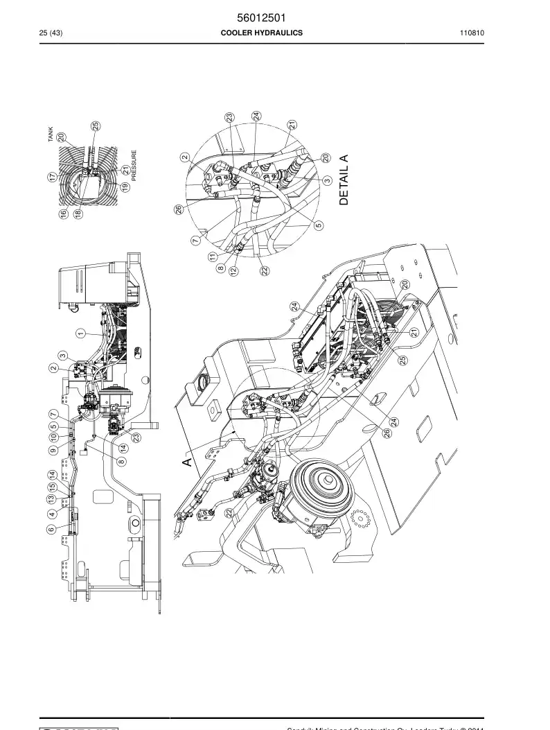 56012501 560 125 01 COOLER HYDRAULICS - Sandvik Technical Drawing