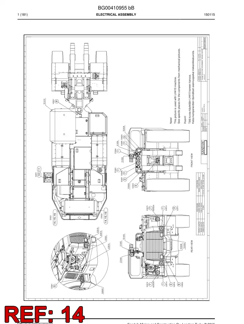 56013070 560 130 70 Button, Emergency Stop - Sandvik Technical Drawing