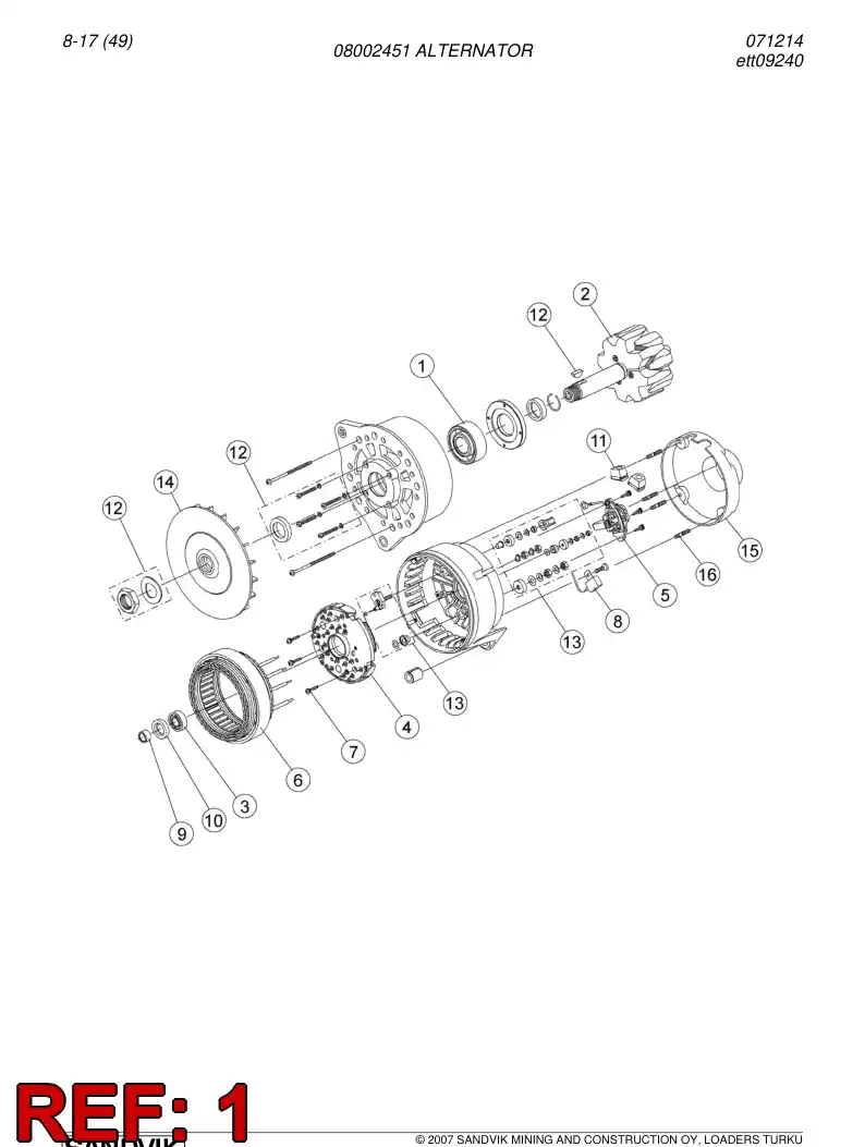 56013315 560 133 15 Ball bearing - Sandvik Technical Drawing