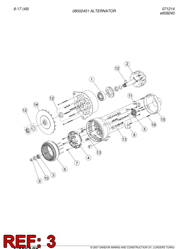56013316 560 133 16 Roller bearing - Sandvik Technical Drawing