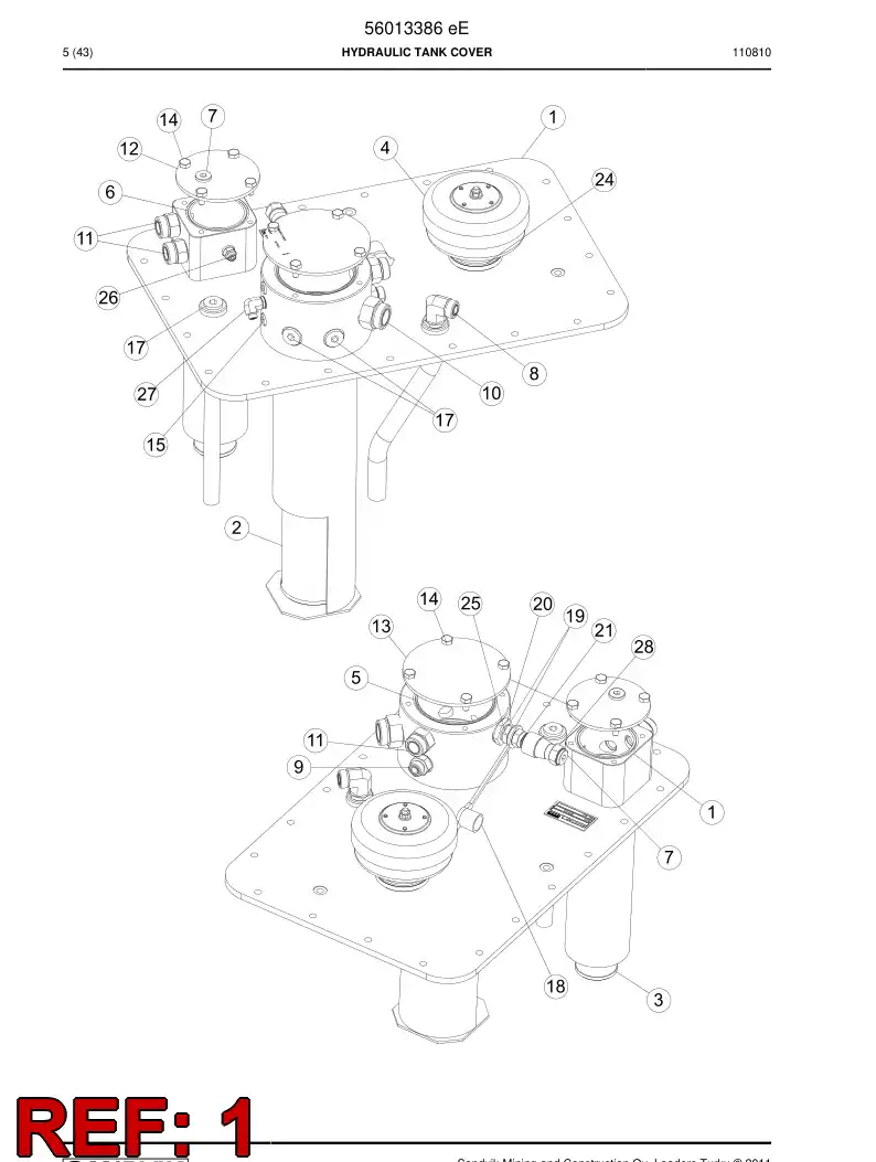 56013388 560 133 88 Hydraulic tank cover - Sandvik Technical Drawing