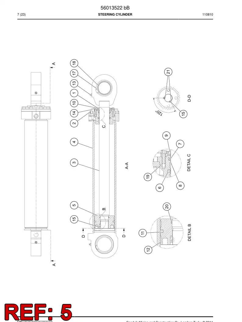 56013461 560 134 61 PISTON - Sandvik Technical Drawing