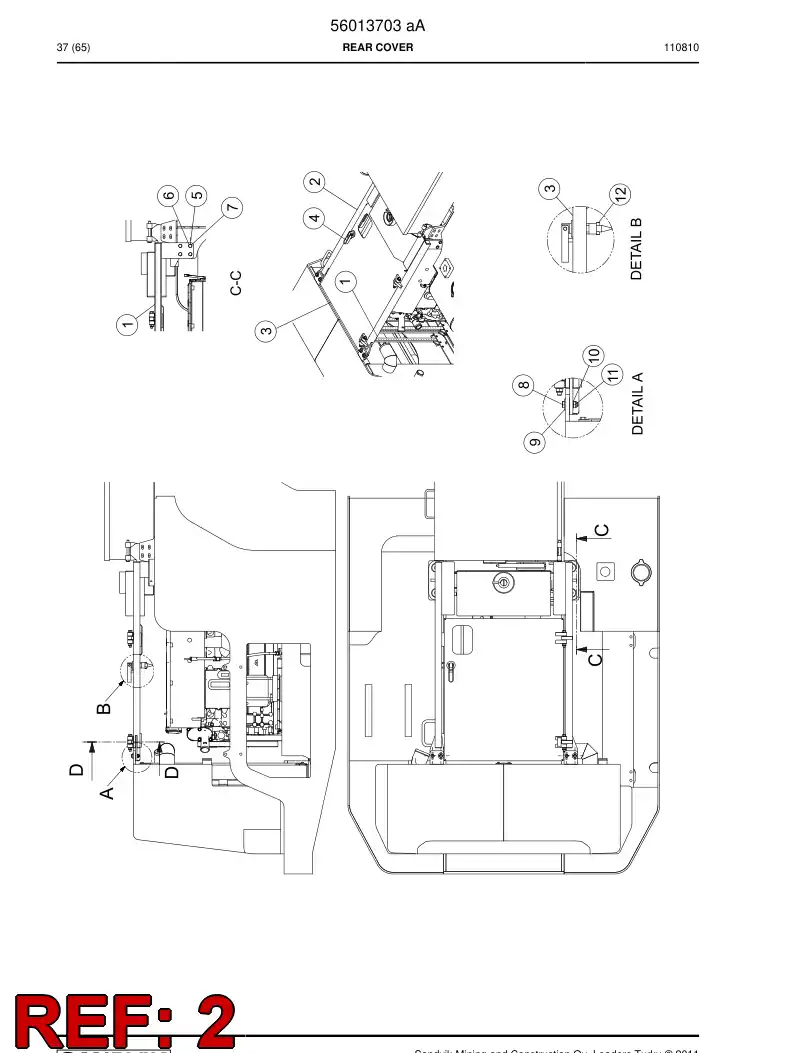 56013705 560 137 05 Supporting block assembly - Sandvik Technical Drawing