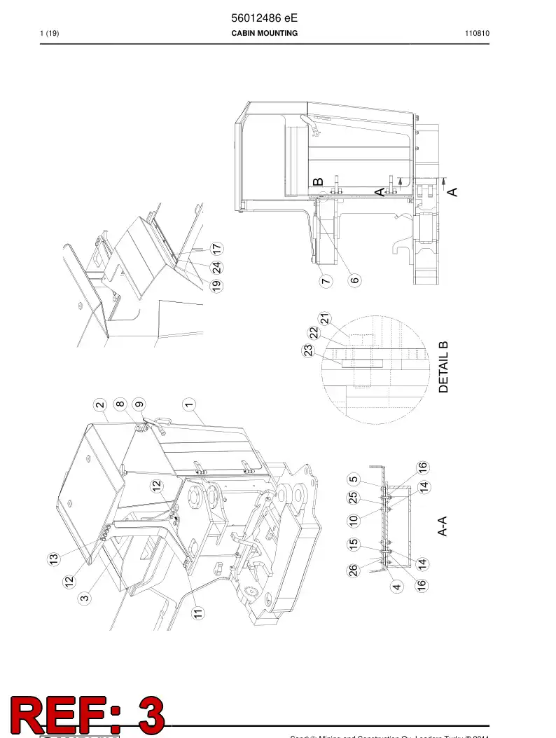 56013979 560 139 79 ROPS-bar - Sandvik Technical Drawing