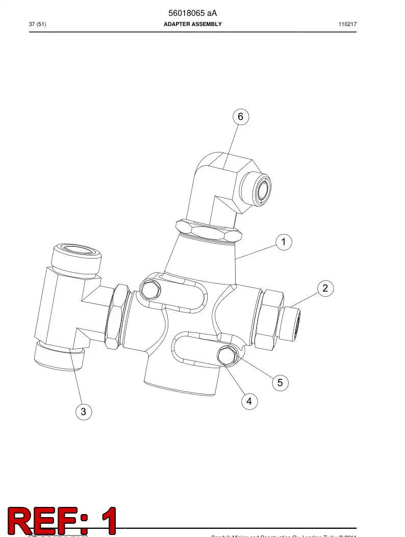 56014165 560 141 65 Valve - Sandvik Technical Drawing