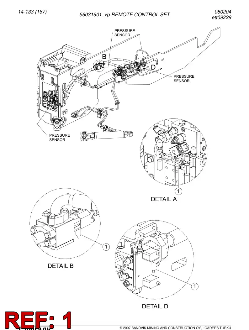 56014262 560 142 62 Pressure transmitter - Sandvik Technical Drawing